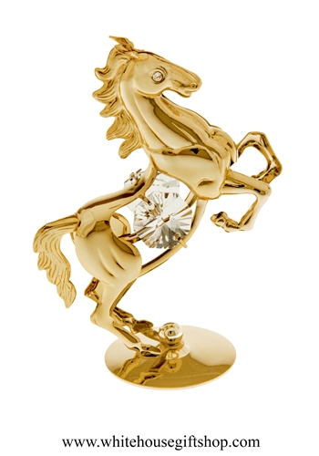 Gold Wild Stallion Table Top Display with Swarovski Crystals