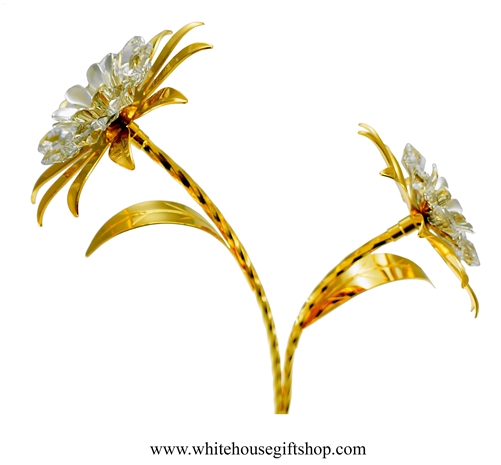 Gold Crystal Shasta Daisy Flower with Swarovski Crystals