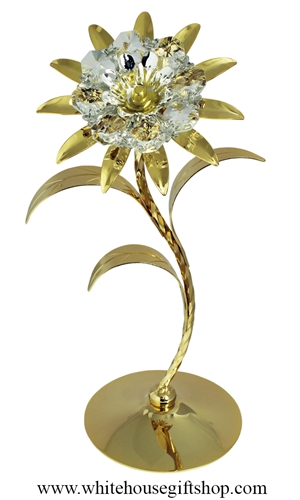 Gold Crystal Shasta Daisy Flower with Swarovski Crystals