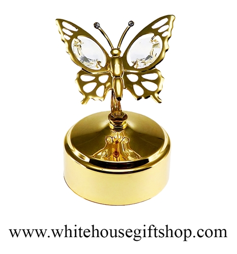 Gold Mini Butterfly Music Box with SwarovskiÂ® Crystals
