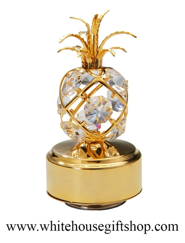 Gold Pineapple Music Box with SwarovskiÂ® Crystals