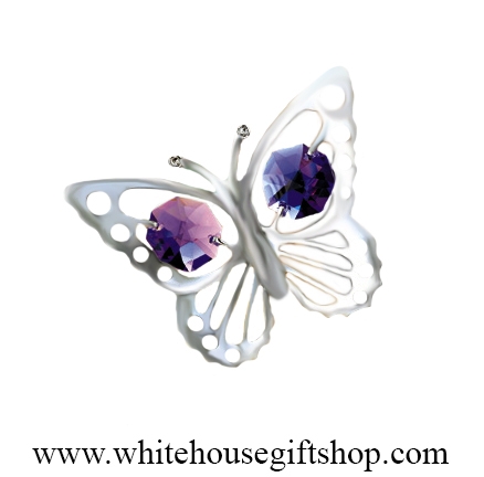 Silver Mini Butterfly Magnet/ Sun Catcher Window Cling with SwarovskiÂ® Crystals