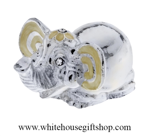 Silver & Enamel Miniature Elephant Table Top Display with Swarovski Crystals