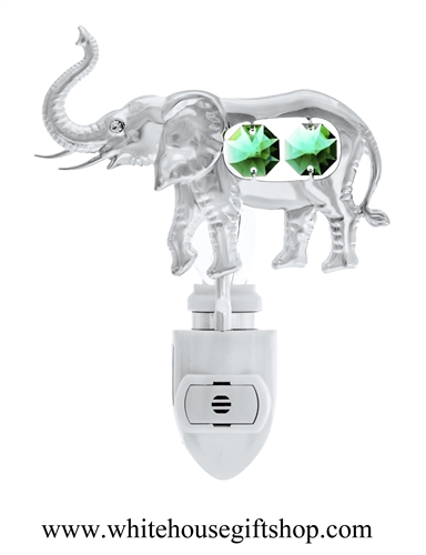 Silver Elephant with Raised Trunk Nightlight with SwarovskiÂ® Crystals
