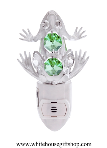 Silver Northern Frog Nightlight with SwarovskiÂ® Crystals