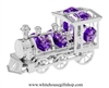 Silver Classic Steam Locomotive Ornament with Violet Swarovski Crystals