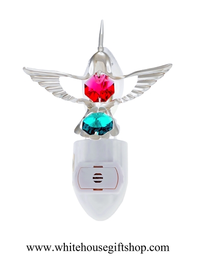 Silver Mini Hummingbird Nightlight with SwarovskiÂ® Crystals