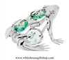 Silver Northern Tree Frog Ornament with Turquoise Green Swarovski Crystals