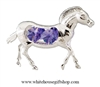 Silver Zebra Ornament with Royal Purple Swarovski Crystals