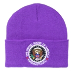 Purple Knit Beanie Hat with Seal of the President