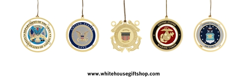 United States Military Ornament Collection, Five Separate Boxes, Authorized, Army, Navy, Air Force, Marine Corps, USCG Official Holiday & Christmas Ornament, Complete Set of 5, Handmade in the USA, Annual White House Ornaments