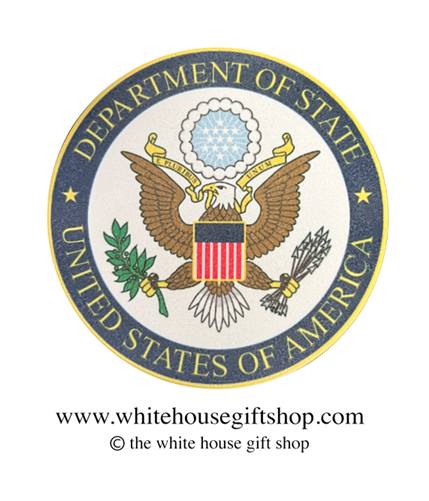 Department of State Coasters Set of 4, Designed at Manufactured by the White House Gift Shop, Est. 1946. Made in the USA
