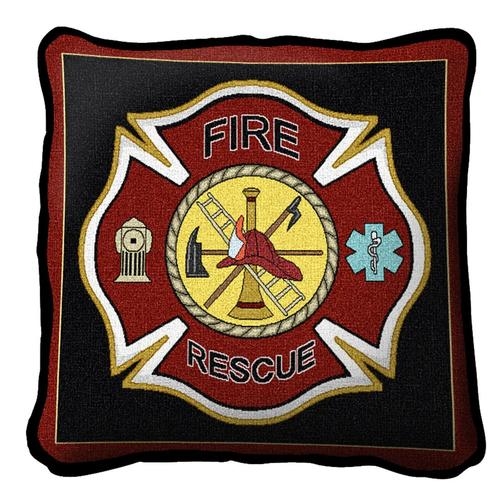 Firefighter Shield Pillow, made in the USA, Dry Clean Only