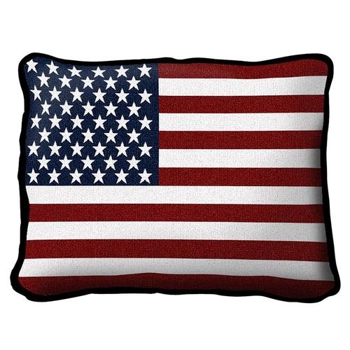 American Flag Pillow, 100% Woven Cotton Cover, See Matching Throws and Blankets,  made in the USA, from  Official White House Gift Shop, Washington D.C., a military veteran gift.
