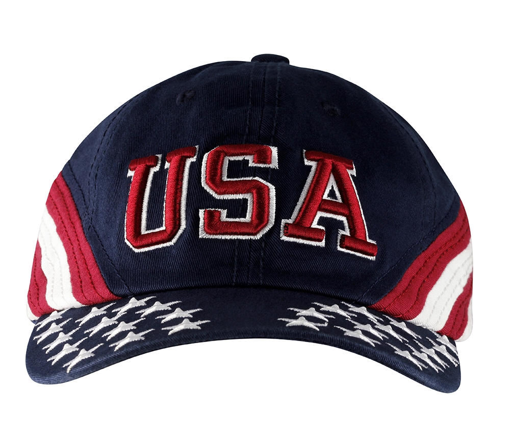 USA Hat, Embroidered American Flag Theme Cap, 100% Brushed Cotton,  Adjustable Metal Strap, Fabulous for July! Imported