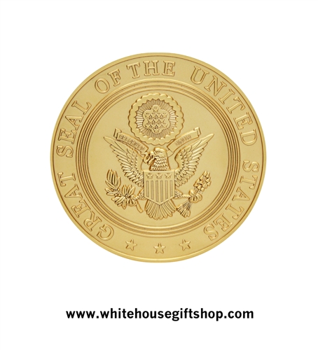 Great Seal of the United States Paperweight, Gold Plated, Elegant Matte Finish, Large 2 3/4" Diameter x 2/8" Thick, Soft Backing to Protect Surfaces, White House GS, SOLD OUT