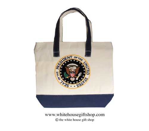 Great Seal of the President of the United States Canvas Tote Shopping Bag, Made and Embroidered in America