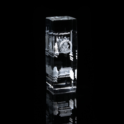 Washington D.C. Monolith Panorama Hologram Optical Glass Display or Paperweight 2+ pounds,, 6" x 2" x 2"