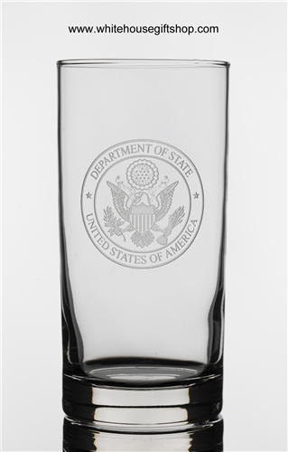 Department of State 15.5 OZ Highball Glass, USA Artisan Hand Engraved, Lead Free