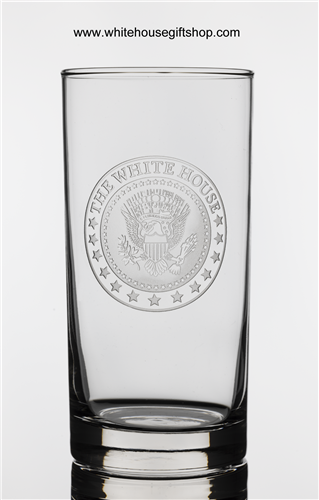 The White House 15.5 OZ Highball Glass, USA Artisan Hand Engraved, Lead Free