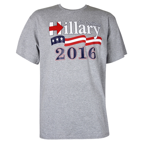 Shirt, Hillary Clinton for President 2016 T-Shirt, Soft Gray, 100% Preshrunk Comfort Cotton