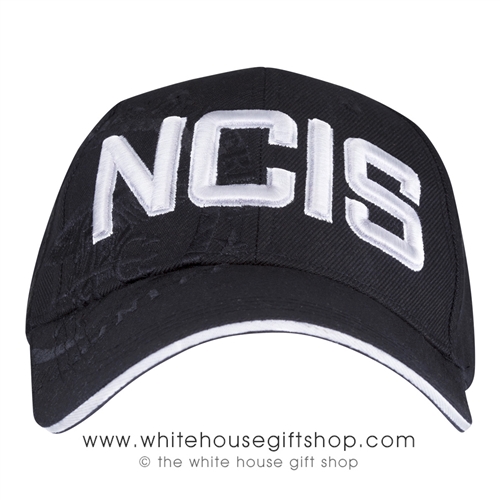 NCIS HAT, Cap, NAVAL Intelligence, Black bold embroidery on front and letters on back adjustable velcro strap, Import