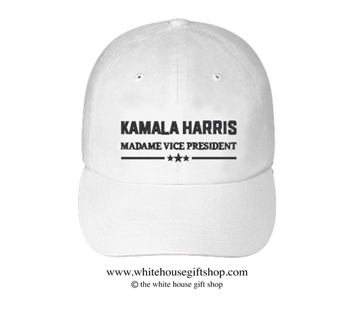 Madame Vice President Kamala Harris Hat in White, 46th President of the United States Joseph R. Biden, Official White House Gift Shop Est. 1946 by Secret Service Agents