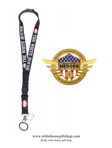 Scientists Heroes of COVID-19, Gold Pin for Lanyard, Uniform, or Lapel. Designed by artist Anthony Giannini for the original Secret Service White House Gift Shop.