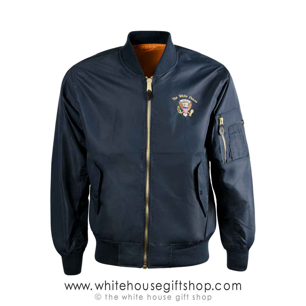 White House Presidential Eagle Seal Guest MA-1 Navy Blue Bomber Style Flight  Jacket from the Original Official White House Gift Shop. Est. 1946 by  Permanent Memorandum of President Harry S. Truman and