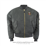 Presidential Bomber,  MA-1 Flight Jacket, Reversible Orange, White House Eagle Seal, Navy Blue, Embroidered in USA