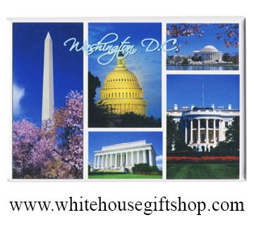 Washington D.C. Magnet with Washington Monument, Capitol Dome, Jefferson Memorial, Lincoln Memorial