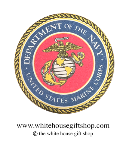 United States Marine Corps Coasters Set of 4, Designed at Manufactured by the White House Gift Shop, Est. 1946. Made in the USA