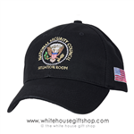 President Trump, Made in America, National Security Council Cotton Hat Situation Room Cap, Made in the USA Hats and Caps, Presidential Seal of the United States, American Flag . USA Made,embroidered, black, Official White House Gift Shop Gifts