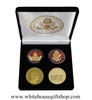 Coins, President Barack Obama, The White House, & United States Capitol Building Coin Set, Great Seal, Presidential Seal, 4 Coin Set, Black Velvet Display and Presentation Case, 1.5" Diameter, Gold Plated & Red Enamels