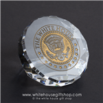 White House Crystal Etched President's Desk Paperweight