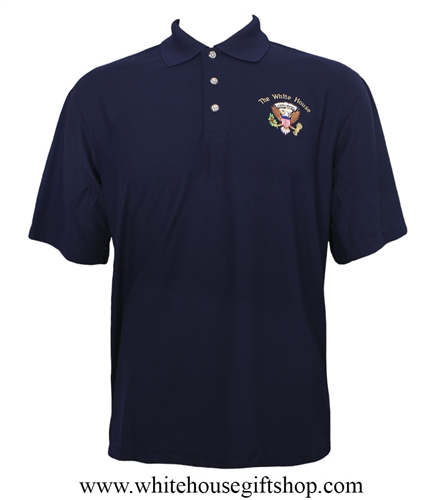 White House Presidential Seal Polo Shirt, Made in USA, midnight navy.