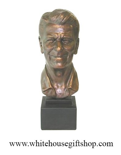 Bust, Ronald Reagan, 40th President of the United States,17.5" Bronze Patina, Cast Stone