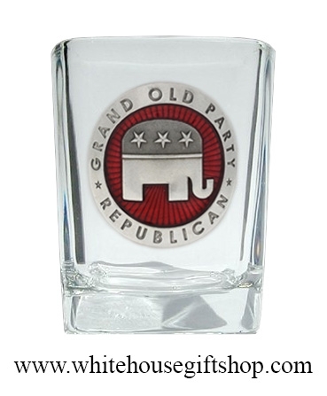 Glass, Shot Glass, Republican, Pewter Medallion,High Quality Pewter Artisans, Made in the USA, Save $2.00-Select Standard Packaging