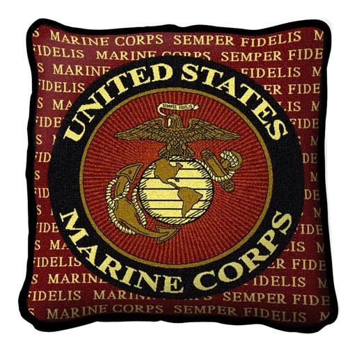 Semper Fidelis United States Marine Corp, USMC, Pillow, Semper Fi, Made in America, 17 x 17 inches, red, black, gold, Made in the USA, Military Veteran Gift