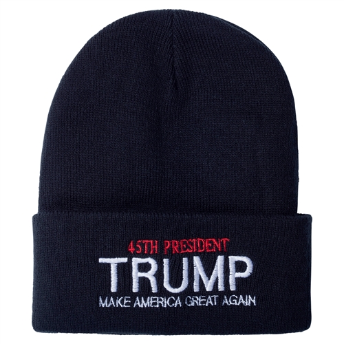 Donald Trump, 45th President, Black Knit Ski Hat or Beanie, Make America Great Again, White House Gift Shop