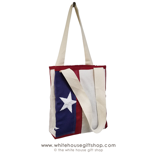 White House Patriotic Flag Large CarryBag, Made in USA, Pocket, Machine Wash Dry