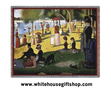 Seurat "Sunday Afternoon" Throw, Blanket, 100 % Cotton, Machine Wash and Dry