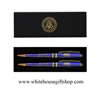 PRESIDENT DONALD J. TRUMP SIGNATURE BLUE RARE,PEN SET WITH WHITE HOUSE ARCHITECTURE