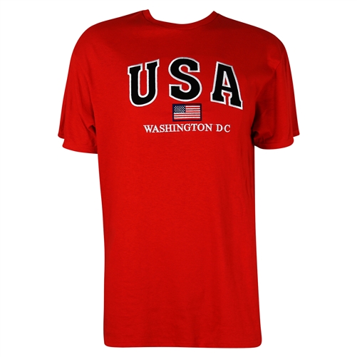 USA, American Flag,Washington D.C. 100% Cotton T-Shirt - Red