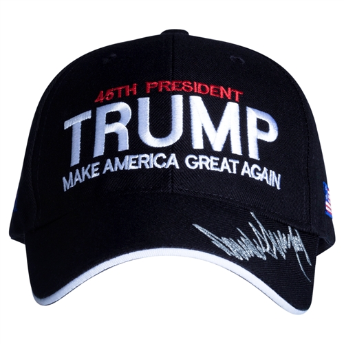 President Donald J. Trump 45th President of the United States Hat is Black and Embroidered in USA. From the Official White House Gift Shop Inauguration Store Presidential Gifts Hats and Accessories Collection