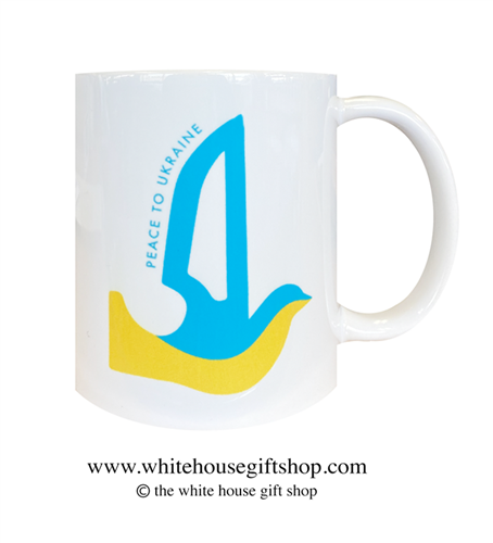 Peace To Ukraine, The  White House Gift Shop Coffee Mug, Designed at Manufactured by the White House Gift Shop, Est. 1946. Made in the USA