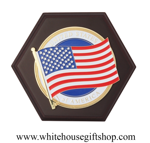 American Flag Medallion Wall Hanging Placard on Wood, Made in the USA, high quality