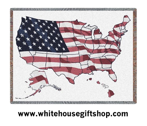 United States of America Map Flag Blanket, 100 Cotton, Machine Wash and Dry, SALE