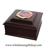 American Flag Keepsake Wood Case, Jewelry, Medals, Dog Tags, Military, Watch Box,  Made in USA, White House Gift Shop Box, Presidential quality,, Washington D.C. collectible