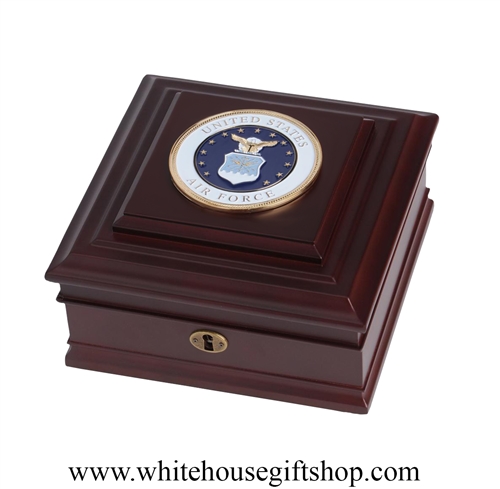 United States Air Force, USAF, Keepsake Box, Made in the USA, American Military Jewelry Case for medals, dog tags,awards,  ribbons, gift boxed from White House Gift Shop, Washington D.C.